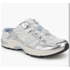 Vionic White & Silver Metallic Leather Mule Sneakers - Comfort‎ Shoes $140